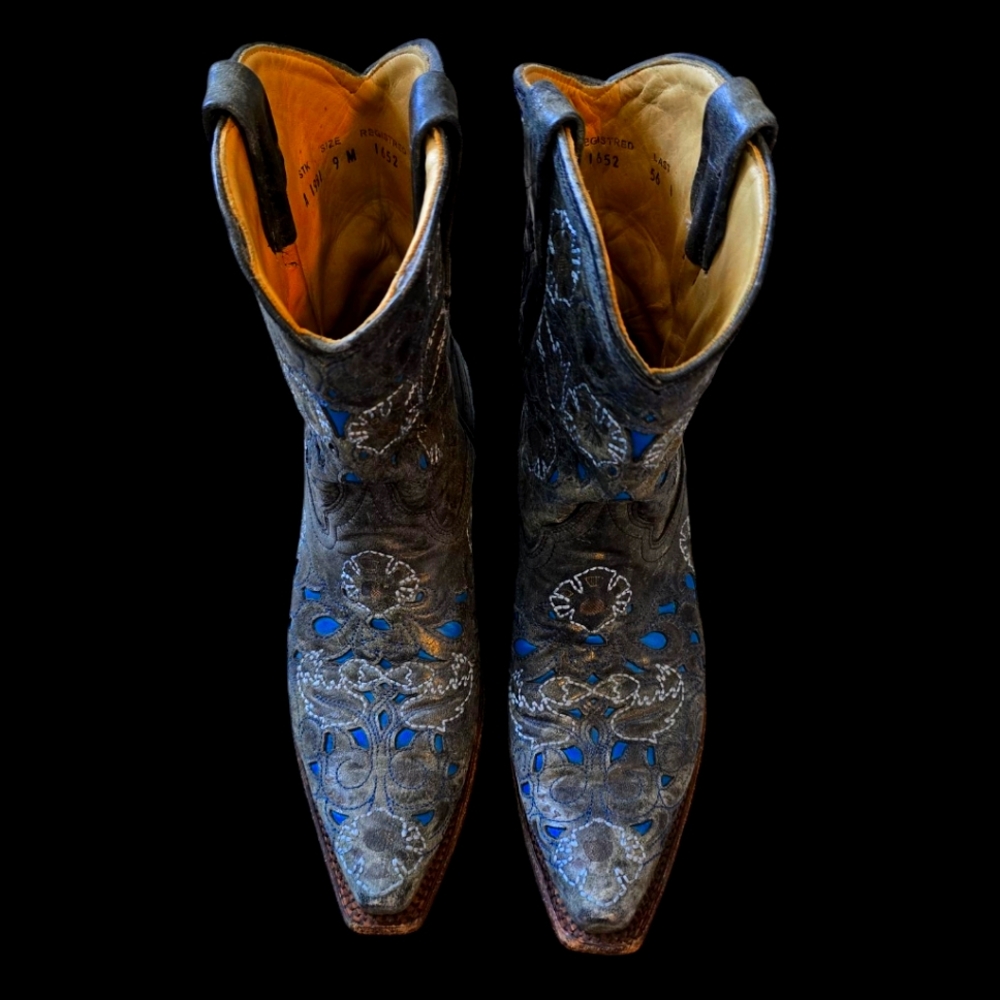 Blue and Gray Western Boots